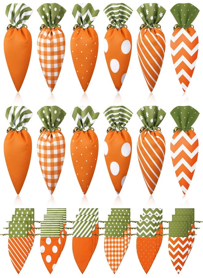 SilTriangle 24 Pcs Easter Goodie Bags Carrot Shaped Treat Bags Bulk Easter Basket Stuffers Fabric Drawstring Candy Gift Bags Egg Hunt Outdoor Party Supplies for Kid Party - Image 1
